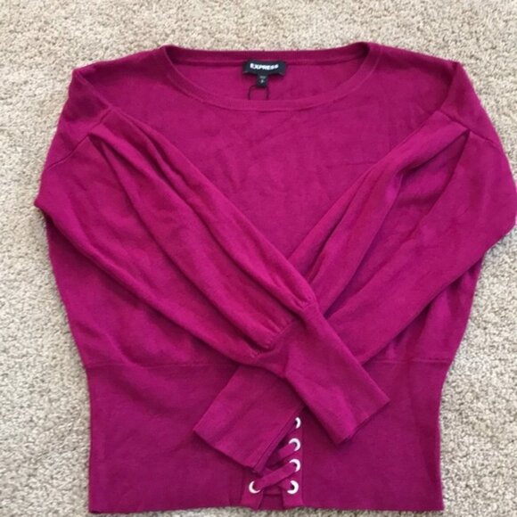 NWT! Express Sz S majenta balloon sleeve sweater - Picture 8 of 8